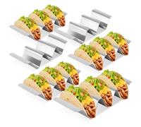 AKOLAFE 6 soportes para taco de acero inoxidable, 25 x 10 x 4,5 cm, con asas, soporte para perros calientes, soporte para tacos, dinosaurios en forma de U, para tacos, sándwiches, pan, perros