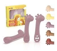 akolik PreCucharas Para Bebes, 3 Piezas de Cuchara Bebe Aprendizaje Cuchara Baby, Munchkin Cubiertos Infantiles Jirafas Mordedor para bebés y niños pequeños a partir de 4 meses (Combinación rosa)