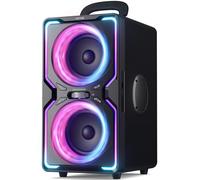 AKONE 240W Altavoz Bluetooth Portátil, Sonido Potente, Super Bass Natural, 15H de Reproducción, TWS, Espectáculo de Luces LED de Colores, Altavoz para Fiesta, Camping, Playa, Jardín y Hogar