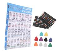 AKOOSY 1 Juego Calcomanías para Ukelele Púas Herramientas de Aprendizaje Musical para Principiantes Notas Codificadas por Color y Guía de Teoría Musical para Práctica Individual y Clases