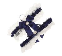 AKOOSY 1 juego Ligas de Novia Color Azul Marino Accesorios de para Bodas Decoración de Encaje para Vestidos de Novia Ligaduras Elegantes y Cómodas