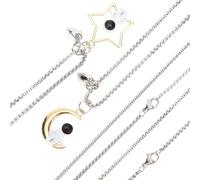 AKOOSY 1 Par de Collares a Juego para Parejas Colgantes de Luna y Estrella Collar Aleación Plateada Diseño Ajustable para Novio y Novia en Obsequio Romántico