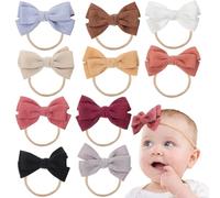 AKOOSY 10 Piezas Lazos Pelo y Diadema para Niña de Nailon, Elásticos, Suaves Cuero Cabelludo del Ñiño, para Recién Nacidas, Showers y Cumpleaños