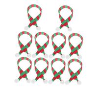 AKOOSY 10 Unidades Mini Bufandas de Santa para Muñecos Osos Accesorios de Punto para Manualidades DIY y Decoración Navideña Bufandas Tejidas Rojas y Verdes para Mascotas Miniatura y