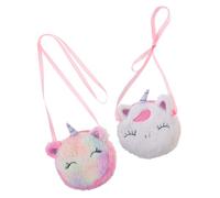 AKOOSY 2 Piezas Bolso Unicornio de Felpa para Niña Monedero Pequeño con Cierre de Cremallera Seguro Bolso Cruzado Infantil para Llaves y Monedas Unidades Colores y Tie-Dye