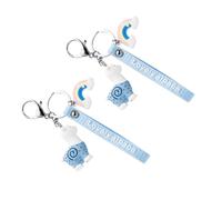 AKOOSY 2 piezas Llaveros de Resina Azul Llavero Creativo de Alpaca con Colgante Arcoíris Adornos para Bolsas y Anillos de Llaves Resistentes para Uso Diario