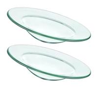 AKOOSY 2 Piezas Plato Redondo de Vidrio para Lámpara Difusor Aroma, Calentador de Cera Reutilizable Fácil de Usar, Diseño Simple Adecuado para Habitaciones de Yoga