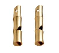 AKOOSY 2 piezas Silbatos de Latón con Diseño de Junta de Bambú Compactos y Portátiles para y Emergencias al Aire Sonido Fuerte y para Senderismo y Deportes