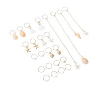 AKOOSY 24 Piezas Anillos para Trenzas Cuentas y Conchas, Estilo Boho | Plástico y Concha Sintética, Ligero y Seguro para Braids, para Mujeres en Fiestas y Uso Diario