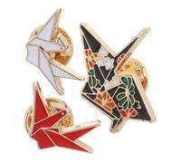 AKOOSY 3 piezas Broche Diseño Creativo de Grulla de Papel Broche de Aleación para Ropa Accesorio Divertido y Original Rojo y Negro para Eventos Casuales y Formales