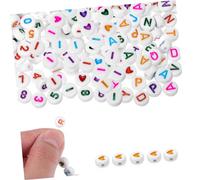 AKOOSY 300 piezas Cuentas Acrílicas Planas Decorativas con Letras Números y Corazones para Bisutería y Manualidades DIY Surtido Colorido para Pulseras y Collares Creativos