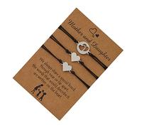 AKOOSY 3piezas Pulseras Trenzadas De Cuerda Colgante De Inoxidable Pulsera De Para Madres Hijos Para El Día Madre