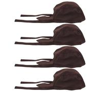 AKOOSY 4 Gorros de Chef Unisex Ajustables Estilo Japonés Pirata Color Café Oscuro Pañuelo Transpirable para Hostelería Cocineros y Personal de Servicio Conjunto Profesional para