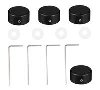 AKOOSY 4 Juegos de Botones Metálicos para Pedalera Guitarra con Almohadilla de Goma Interna y Aleación de Aluminio Negro, Protección Duradera para Pedales de Guitarra