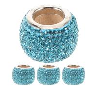 AKOOSY 4 Piezas Anillo Decorativo para Reposacabezas de Coche Brillo Azul | Cobre y Pedrería, Instalación Sencilla, para Cabezales Desmontables, Adorno Interior, Uso en Rideshare
