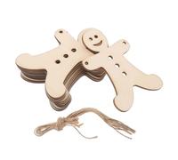 AKOOSY 40 Piezas Gingerbread Man Wood Cutouts Unfinished Blank Wooden Ornaments DIY Seasonal Craft Decorations For Christmas Tree Windows Party Spaces