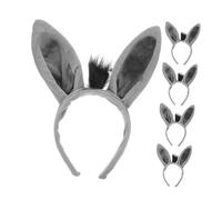 AKOOSY 5 piezas Banda para Cabeza con Orejas de Pequeñas Accesorios de Peluche Gris para Disfraces de Animales de Granja Fiestas Cumpleaños y Halloween