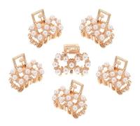 AKOOSY 6 Mini Pinzas el Cabello para Mujer con Perlas, Aleación Resistente y Dientes Fuertes, Ideales para Maquillaje y Lavado Facial