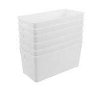 AKOOSY 6 Piezas Caja de Almacenamiento Multifuncional para Organización y Durabilidad Estable de Plástico Blanco Estructura Compacta Apilable con Asa para Oficinas Pequeñas y Armarios