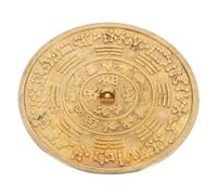 AKOOSY Adorno Espejo Decorativo Feng Shui de Latón Dorado para Pared | Estilo Chino, Brillo Agradable, para Recibidor, Lobby de Hotel y Escritorio, Pieza Simbólica