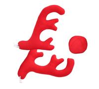 AKOOSY Adornos de Cuernos para Coche Grandes Rojos Decoración Navideña Creativa de Tela No Tejida Set de 2 Cuernos y 1 Nariz Accesorios Festivos para Vehículos Fiestas Familiares