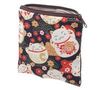 AKOOSY Bolso Portátil para Tampones y Compresas Monedero Compacto para Mujer y Adolescente Diseño de Gato Suerte Azul Almacenamiento Seguro para Productos Sanitarios y Maquillaje