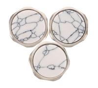 AKOOSY Botones de Tecla de Dedo para Válvula de Trompeta Pequeños, Tapas Metálicas de Repuesto 3 Piezas en Plata Piedra Jaspeada, Accesorios para Reparación y Práctica de