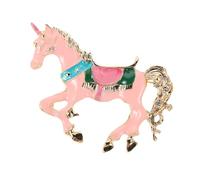 AKOOSY Broche de Esmalte con Diseño de Caballo Pin de Solapa con Rhinestones Accesorio Elegante para Sombrero Bufanda y Cardigan Broche Animal para Mujer Regalo para Año Chino
