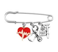 AKOOSY Broche de Estetoscopio para Mujer, Alfiler Grande de Enfermera en Forma de Corazón, Accesorio Ligero y Duradero para Ropa, Mochila y Bolso, Pin de Joyería Adecuado para Obsequio