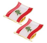 AKOOSY Broche Metálico Bandera del Líbano, Pin de Solapa de Amistad, Accesorio Ligero y Portátil para Mujer, Adecuado para Viajes Internacionales y Ropa Casual (2 Piezas