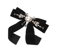 AKOOSY Broche Vintage de Lazo de Terciopelo con Acabados Brillantes Alfiler Barroco para Cuello Lolita Accesorio Retro para Uniformes Escolares Cardigans y Bodas