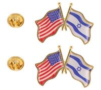 AKOOSY Broches Bandera de Israel y Estados Unidos en Aleación de Zinc, Coleccionables y Fáciles de Llevar para Ocasiones Formales y Mochilas, Pack de 2 Piezas