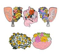 AKOOSY Broches de Anatomía 5 Piezas, Alfileres de Esmalte Diseño de Cerebro y Corazón, Aleación Duradera, Pin Decorativo para Ropa, Mochilas y Accesorios de Moda para Mujer