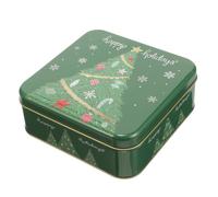 AKOOSY Caja De Hojalata Navideña Verde Para Galletas y Dulces, Caja Metálica Cuadrada Decorativa, Almacenamiento Seguro, Adecuado Para Regalos De Navidad y Fiestas, Tamaño Mediano