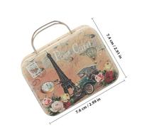 AKOOSY Caja Pequeña Retro para Joyería y Maquillaje Estuche Metálico con Asa Tipo Maletín Vintage Organizador Compacto para Pestañas Postizas y Accesorios de Viaje