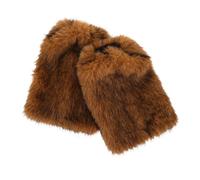 AKOOSY Calentadores de Piernas Vikingos Peludos de Piel Sintética Marrón de 30 Cm para Cosplay Medieval, Accesorios Unisex para Disfraces de Fantasía y Eventos de Invierno