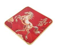 AKOOSY Centro de Mesa Año del Caballo 2026 Decorativo Marco Dorado, Obra de Arte en Madera 20x20 Cm para Sala y Oficina, Estatua Caballos para Decoración Hogar y Festivales Fin de Año