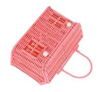 AKOOSY Cesta con Forma de Casa, Asa, Hierro y Plástico, Rosa | Imitación de Ratán, Aspecto Rústico, Gran Capacidad, Juguetes y Picnic, Escritorio, Boda