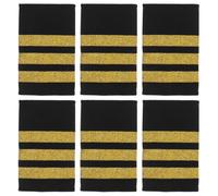 AKOOSY Charreteras Doradas para Uniforme Militar, 3 Pares de Hombreras de Cinta Tejida Negra con 3 Barras, Accesorio Versátil para Pilotos, Capitanes y Aprendices en Aviación