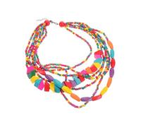 AKOOSY Collar Bohemio con Cuentas de Madera Coloridas Gargantilla Africana Hecha Mano para Mujer Joyería Vintage para Capas y Estilo Exagerado