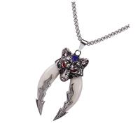 AKOOSY Collar Colgante de Hombre Doble Diente Salvaje Pequeño, Aleación Resistente, Estilo Urbano, para Uso Diario y Playa, Cadena Ligera y Cómoda