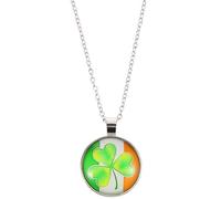 AKOOSY Collar Colgante de Trébol de Cuatro Hojas para Mujer Collar de Metal Cristal de Vidrio Diseño Irlandés Cadena Ajustable Obsequio Adecuado para Adolescentes y Día de San