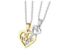 AKOOSY Collar Colgante Pareja Corazón y Llave Clásico Acero Inoxidable Moda 55 Cm Joyería para Mujer y Hombre San Valentín Obsequio Elegante