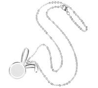 AKOOSY Collar de 2 Piezas Colgante de Conejo de Aleación Metálica en Color Plateado, Diseño Minimalista para Mujer y Niña, Accesorio Adecuado para Fiesta y Celebración de Pascua