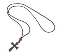 AKOOSY Collar de Crucifijo de Madera Negra Tallada a Mano, Colgante Religioso Símbolo Cristiano, Cordón Ajustable, Joyería Espiritual Unisex para Ceremonias y Uso Diario