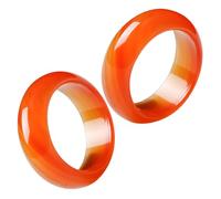 AKOOSY Conjunto de 2 Anillos de Cornalina Roja y Calcedonia para Talla 16-18 MM Diseño Tribal Ligero y Pulido a Mano Joyería de Boda y Compromiso para Mujer Obsequio Especial