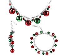 AKOOSY Conjunto de Joyas Navideñas Colgante Collar de Color Rojo y Pulsera y Pendientes para Decoración Navideña
