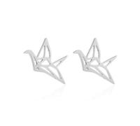 AKOOSY Conjunto Pendientes y Collar Mujer Mil Grullas de Papel Huecas Acero Inoxidable Plata, Joyería Creativa para Niñas, Obsequio Original para Ocasiones Obsequios