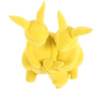 AKOOSY Estatuas de Conejos para Jardín en Familia, Figuras de Conejito Flocado Amarillo, Decoración de Pascua para Centro de Mesa en Casa, Oficina y Fiestas Temáticas, Set de 3 Piezas