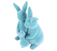 AKOOSY Figuras de Conejo de Pascua Flocadas en Resina, Decoración Familiar Azul para Mesa y Jardín, Centro de Mesa Decorativo para Hogar y Granja en Temporada, Pack de 3 Piezas
